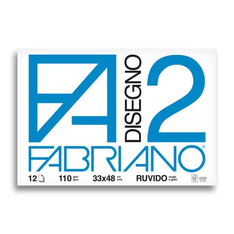 Album da disegno Fabriano F2 collato 1 lato 110 g/m² 33x48 cm 12 ff. ruvidi 06000534